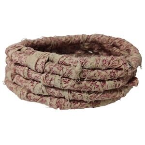 Vintage Handmade Fabric Coil Basket Cotton Woven Rope Storage Pink Six Inch SEE‎